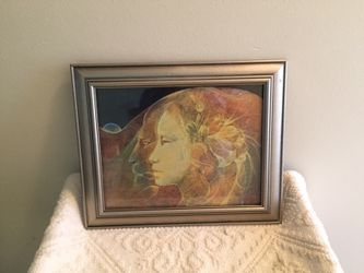 Lady Lion Face Print/nice silver frame
