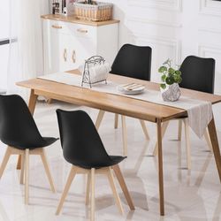 Costway 4 Pieces Beech Dining Chairs with PU Padded Cushion