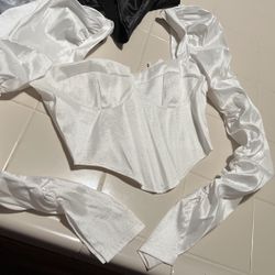 White Puff Sleeve Corset 
