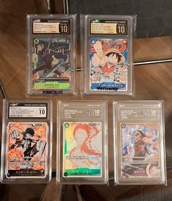 One Piece 5 graded card lot (Pristine, Promo, Alternate Art)