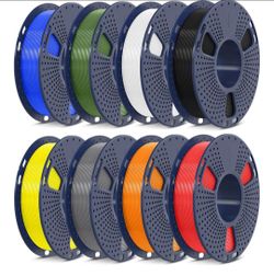 SUNLU PLA+2.0 3D Printer Filament Bundle, Multicolor PLA+ Filament 1.75mm, Individually Vacuum Packed, 0.25kg per Spool, 8 Pack