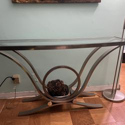 Contemporary modern style demilune console table