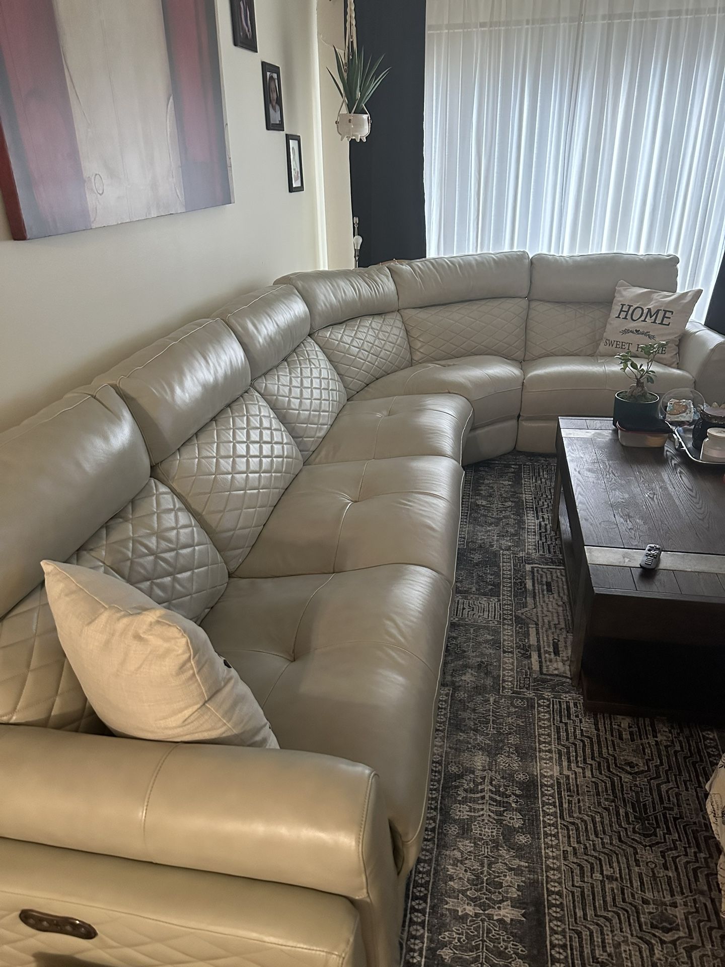 Gray Italian Leather Sectional
