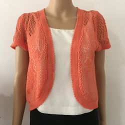 Women's Chic Knit Shrug Cardigan - Orange 