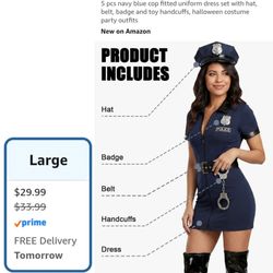 Female Cop Costume - Size Large.