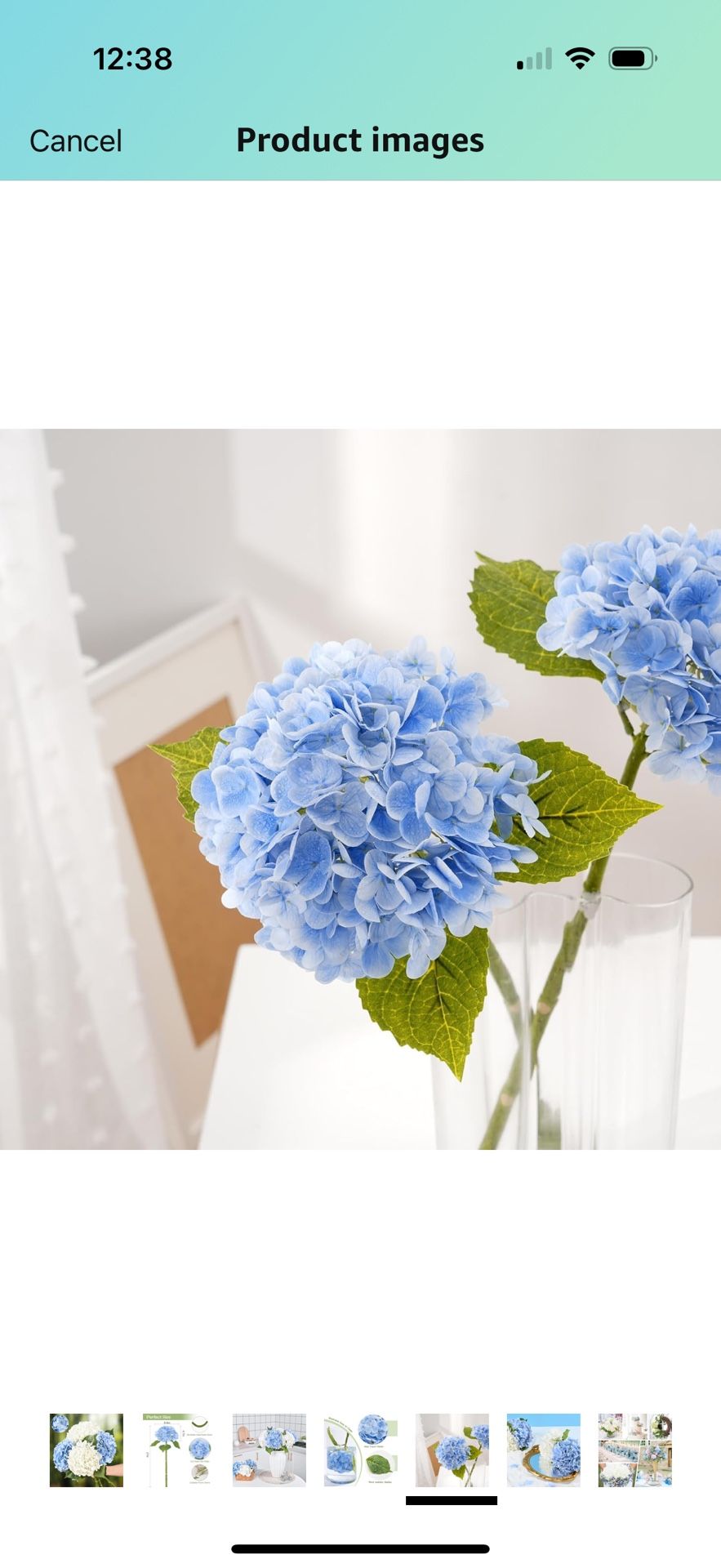 u 4Pcs Real Touch Hydrangea Artificial Flowers, Blue & White Fake Hydrangea Flowers, 21" Lifelike Latex Faux Hydrangea Flowers for Wedding Bouquet Hom