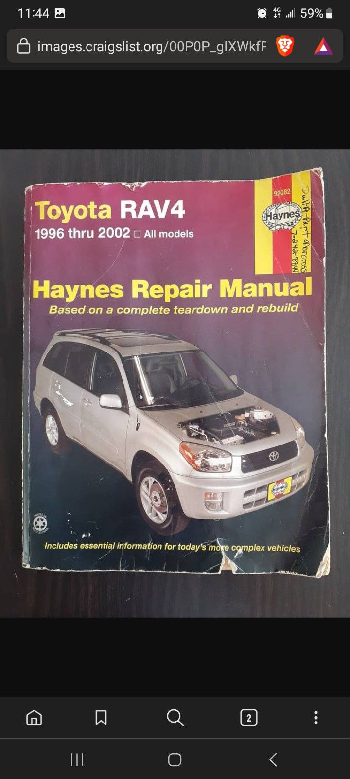 1999 Toyota Rav4 Haynes Repair Manual: $10.00