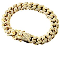 18K Gold Plated Cuban Link Bracelet For Men And Women 