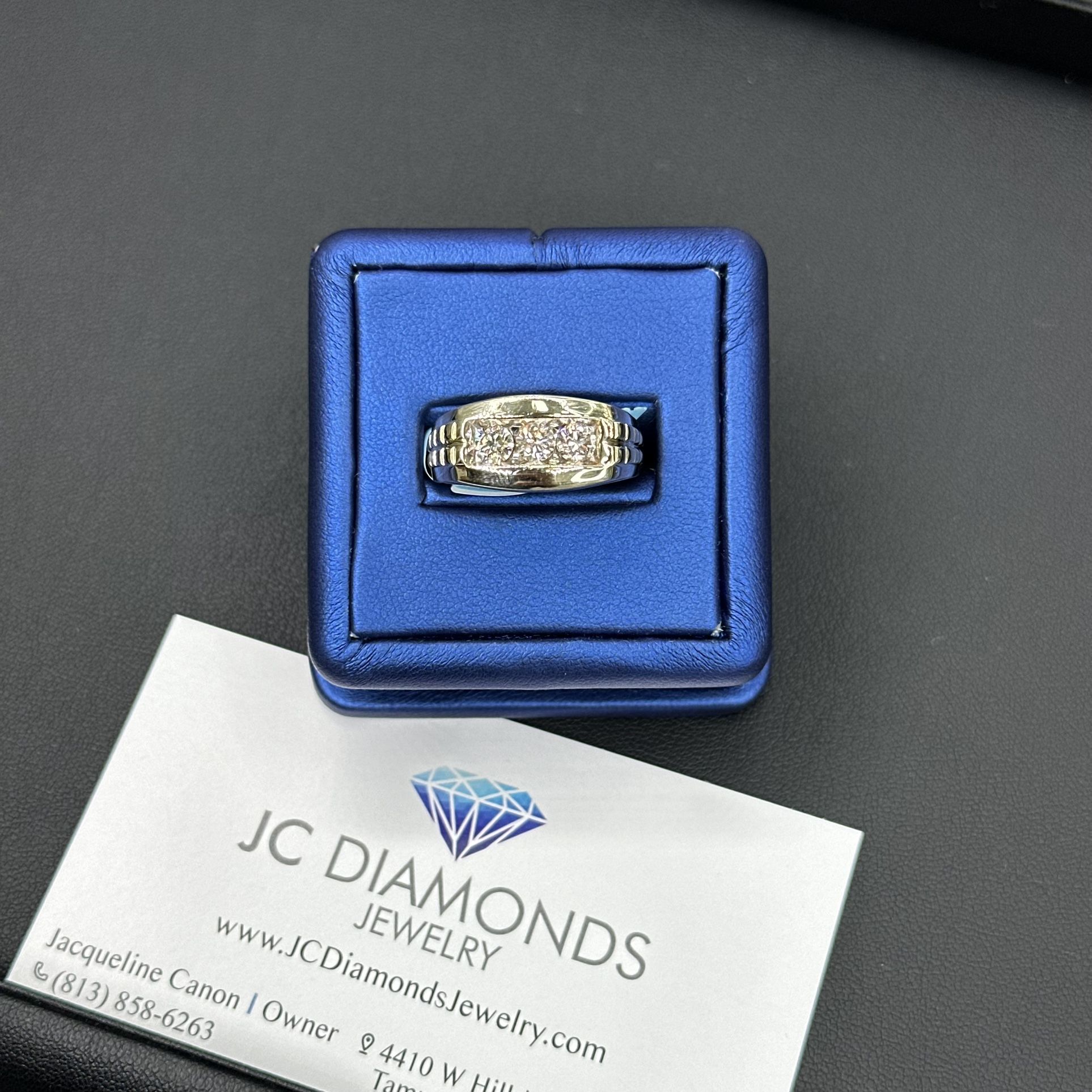 Ring Men Band Diamonds 10k Gold