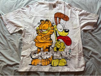 Garfield Nickelodeon Oversized White Shirt; Men’s S
