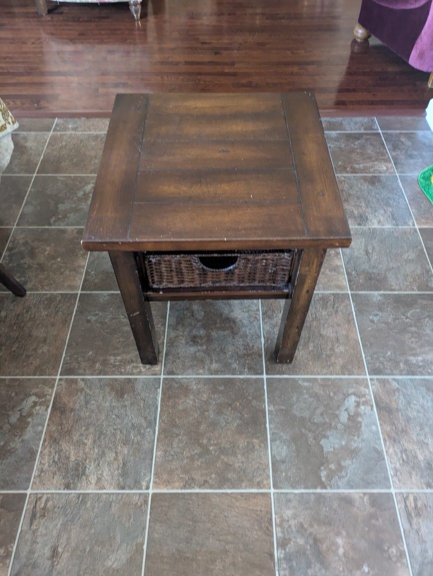 End Table With Slide Out Basket