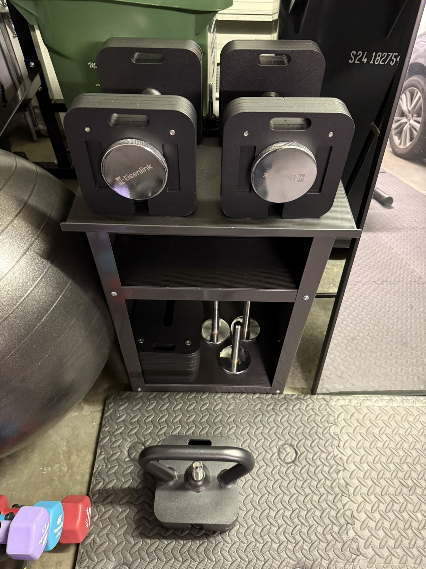 Adjustable Dumbbell Set, Adjustable Kettlebell, and Ironmaster Dumbell Stand