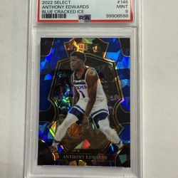 Anthony Edwards 2022-23 Select Prizms Blue Cracked Ice #146 (PSA 9)