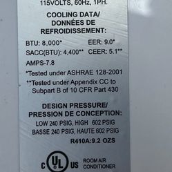 8,000 BTU (4,300 BTU, DOE) Portable Air Conditioner with Remote Control for Rooms up to 350 sq. ft. in White