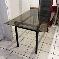 Metal and glass table