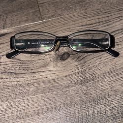 (USED) Prada VPR 58L 1BO-1O1 Eyeglasses Black Rectangle Full Rim Frames 51-14-135 Italy