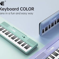 The ONE Smart Keyboard 61 Keys Piano Keyboard, Music Keyboard with 256 Timbres, 64 Polyphony, 2 Speakers, Built-in LED Lights,  Apps. In White Color