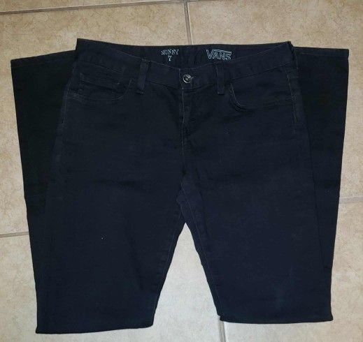 NWOT NEW WITHOUT TAGS WOMEN'S JUNIOR'S SIZE 7 VANS OFF THE WALL BLACK PANT BOTTOM TROUSERS DENIM JEANS