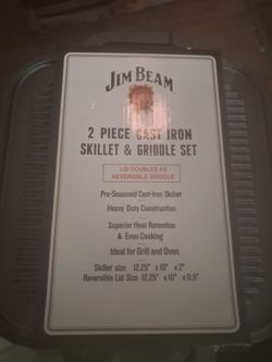 2 piece cast iron skillet and griddle set