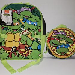 Teenage Mutant Ninja Turtles Backpack 16" w/Detachable Lunch Bag 9" NEW w/Tags