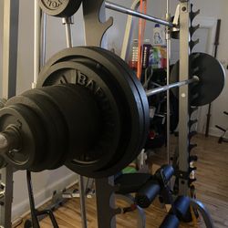 Olympic Weights Barbell And Weight Tree