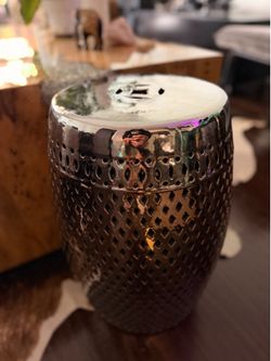 Chrome Ceramic Luxury Accent Stool / Side Table