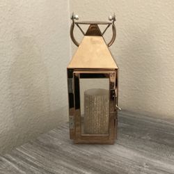 8” Rose Gold Stainless Steel Metal Lantern Centerpiece