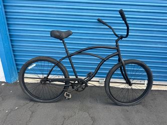 Matte Black Beach Cruiser Bicycle