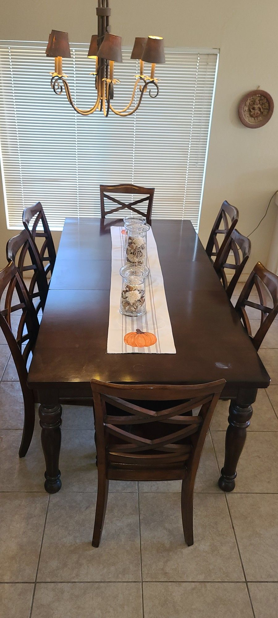 Solid Wood Dining Table With 8 Chairs