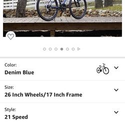 Huffy Hardtail Mountain Bike, Stone Mountain 26 inch, 21-Speed, Lightweight, Dark Blue