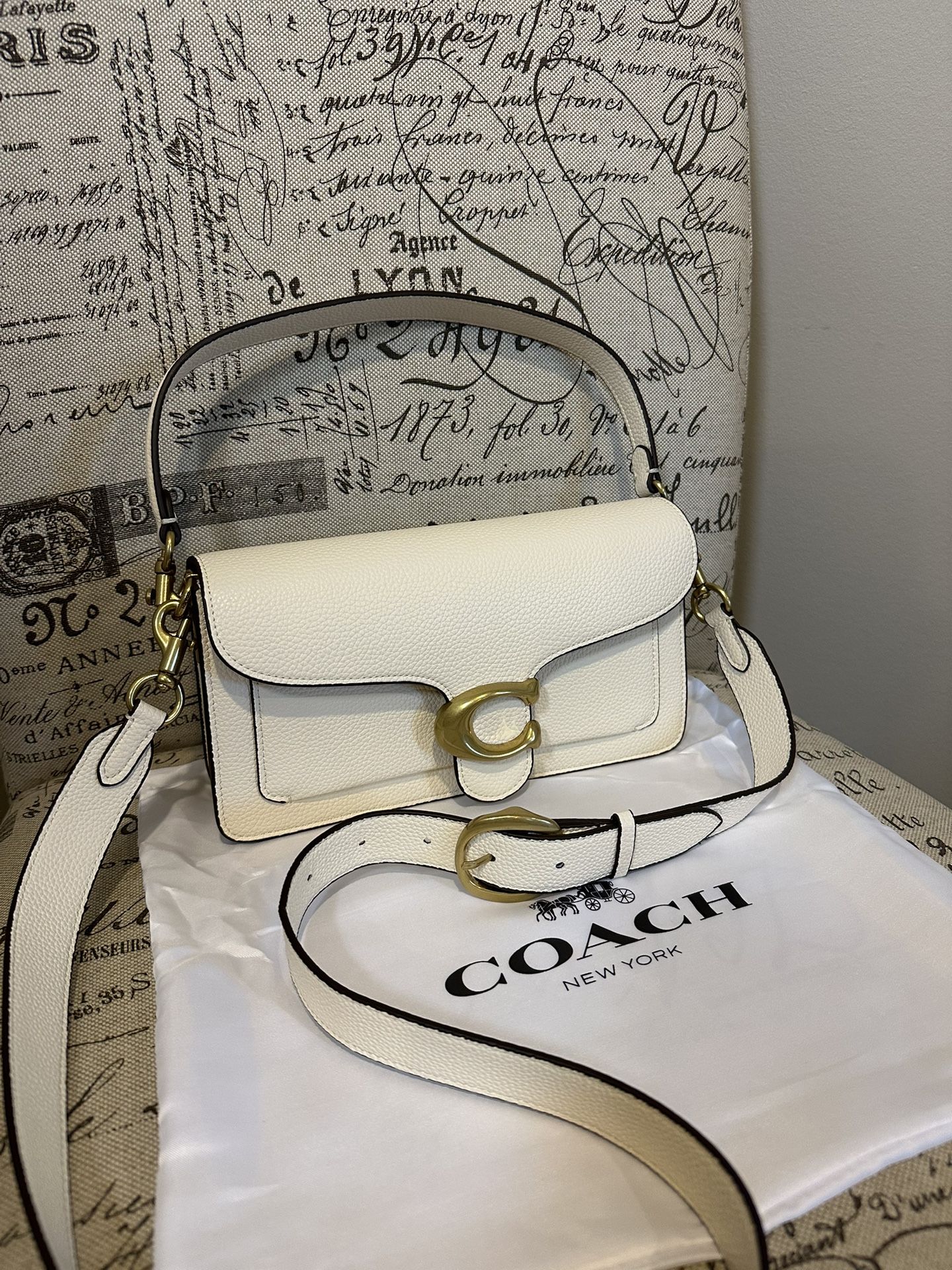 Coach Pebbled Leather 26 Tabby Bag Cream