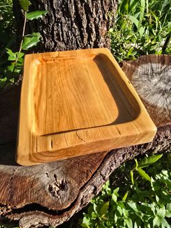 Handcrafted all natural Cedar Wood Catch All Tray Functional Artwork Home Office Patio Decor