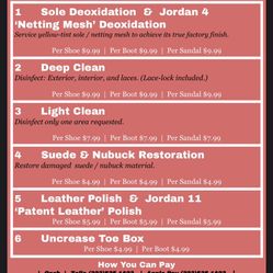 Davian Estrella - Footwear Restoration Menu