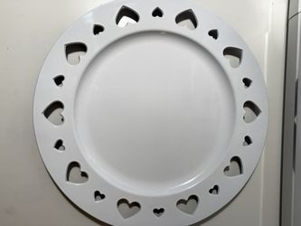 8 White Valentine Chargers 13 Inches