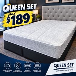 QUEEN SET $189 ** MATTRESS AND BOX SPRING