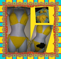 Yellow crochet bikini swim suit