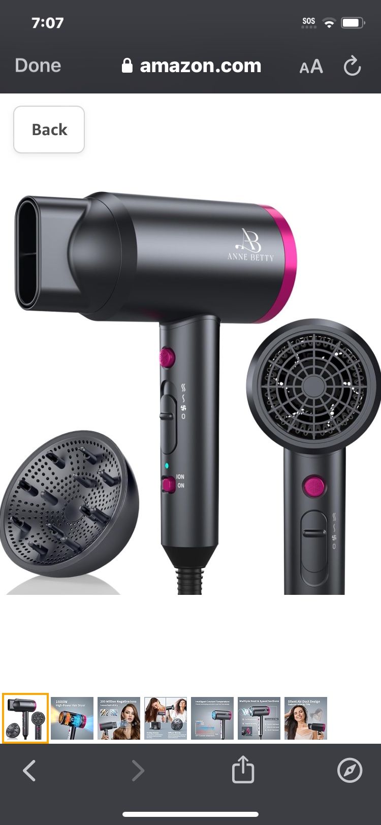 Hair Dryer with Diffuser, Blow Dryer for Curly Hair for Women/Men,
