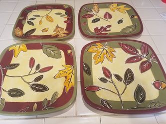 Set of four fall ceramic decorative plates