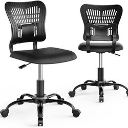 Home Office Chair Ergonomic Desk Chair Mesh Computer Adjustable Height Seat 360° Swivel Gaming Armless Chair Task with 5 Rolling Castors Upholstered C