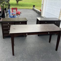3 Piece Office Desk And Two File Cabinet Credenzas Make An Offer