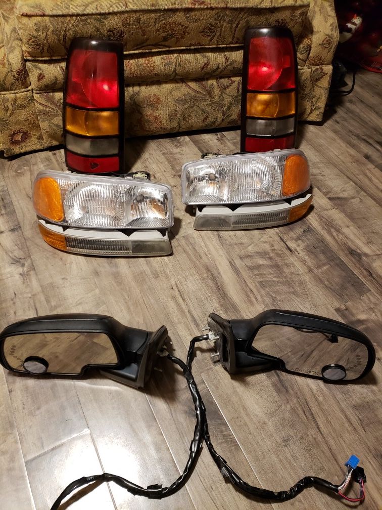 GMC Sierra stock headlights, taillights, mirrors