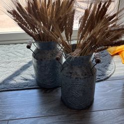 Two Milk Can Vases