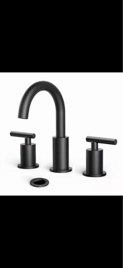8 in. Widespread Double Handle High-Arc Bathroom Faucet with Metal Pop-up Drain Lead-Free in Matte Black