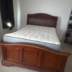Queen Bed Frame, Boxspring & Mattress