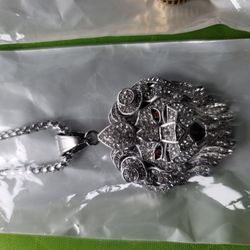 Stainless Steel Chain And Charm With Zirconium