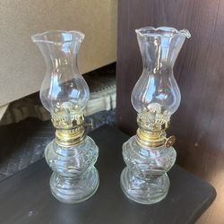 Clear oil lamp x 2