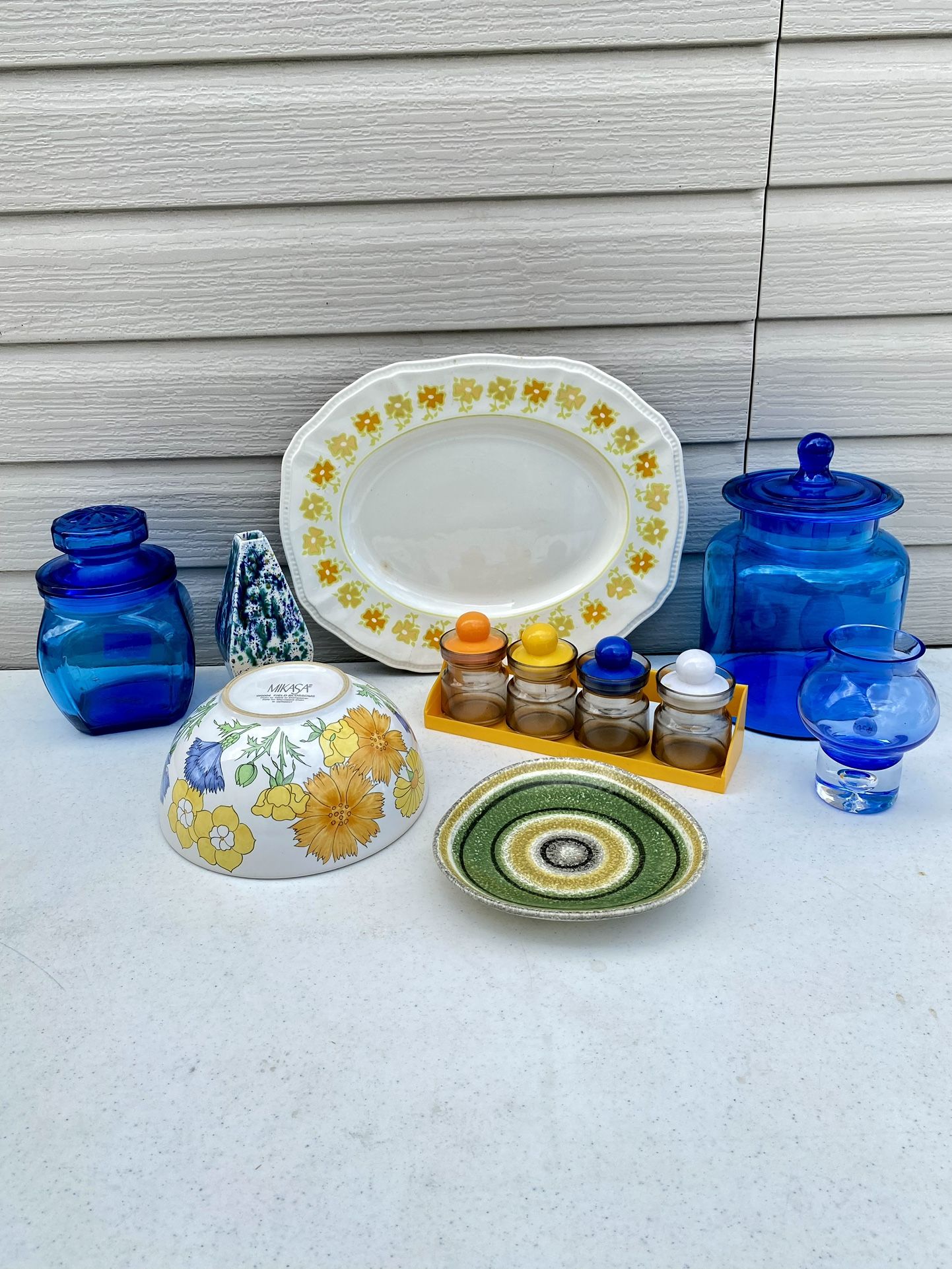 Mid Century Glassware And Plates