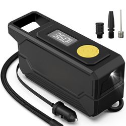 150 PSI Tire Inflator Portable Air Compressor, 12V DC Auto Shutoff Air Pump With Digital Pressure Gauge And Emergency LED Light For Car Tires