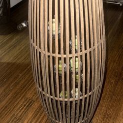 Rattan Basket Outside Candle Light