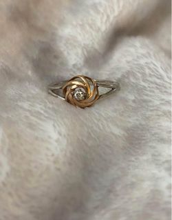 Sterling Silver Rose Gold Diamond Ring 